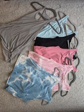Women’s Tank Top Set - Gray, Light Blue, Black, Pink, Tie-Dye Blue/White